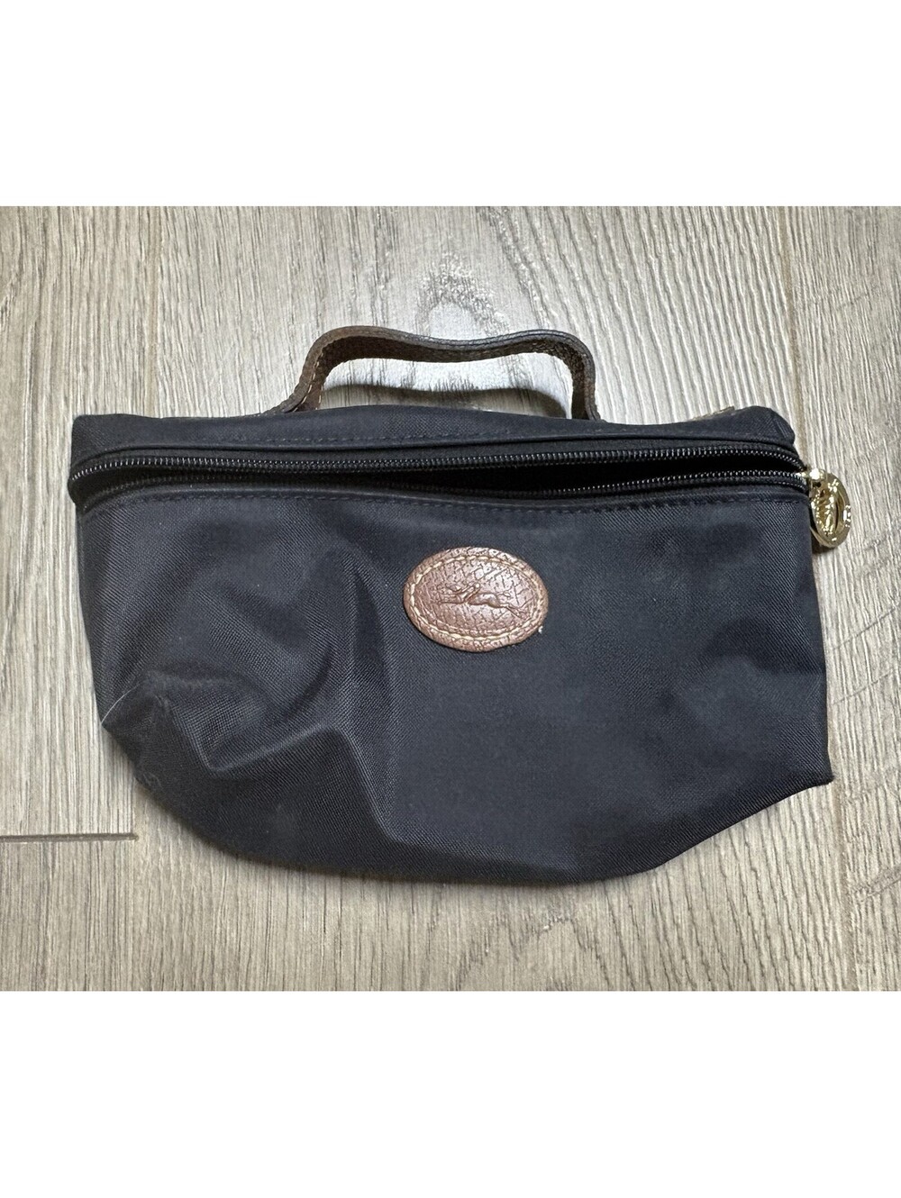 Longchamp Small Black Cosmetic Bag with Handle